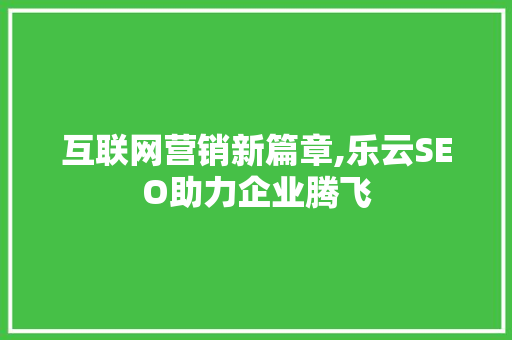 互联网营销新篇章,乐云SEO助力企业腾飞