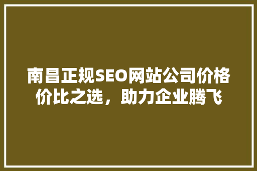 南昌正规SEO网站公司价格价比之选，助力企业腾飞