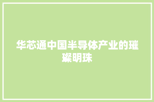 华芯通中国半导体产业的璀璨明珠