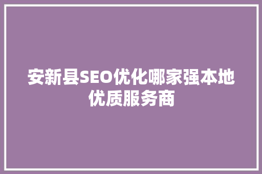 安新县SEO优化哪家强本地优质服务商