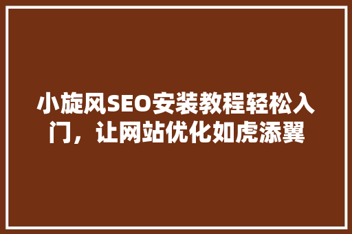 小旋风SEO安装教程轻松入门，让网站优化如虎添翼