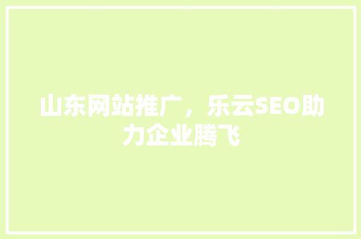 山东网站推广，乐云SEO助力企业腾飞  第1张