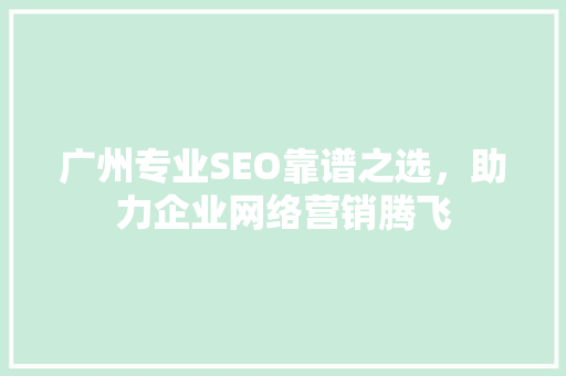 广州专业SEO靠谱之选，助力企业网络营销腾飞