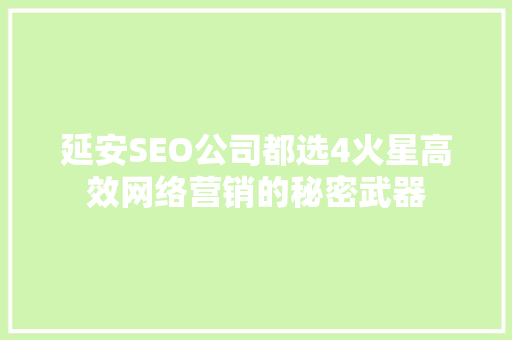 延安SEO公司都选4火星高效网络营销的秘密武器