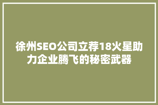 徐州SEO公司立荐18火星助力企业腾飞的秘密武器