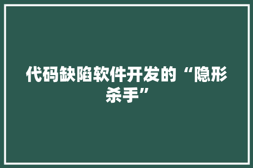 代码缺陷软件开发的“隐形杀手”