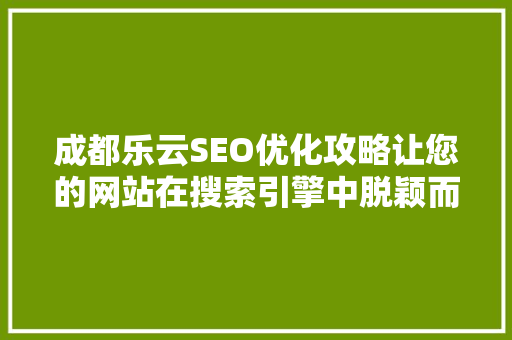 成都乐云SEO优化攻略让您的网站在搜索引擎中脱颖而出