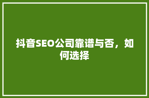 抖音SEO公司靠谱与否，如何选择