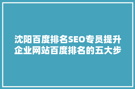 沈阳百度排名SEO专员提升企业网站百度排名的五大步骤