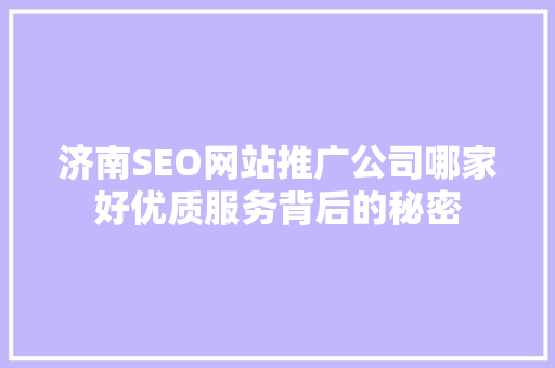 济南SEO网站推广公司哪家好优质服务背后的秘密  第1张