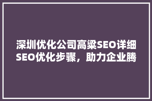 深圳优化公司高粱SEO详细SEO优化步骤，助力企业腾飞