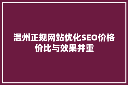 温州正规网站优化SEO价格价比与效果并重