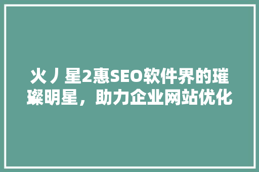 火丿星2惠SEO软件界的璀璨明星，助力企业网站优化新篇章
