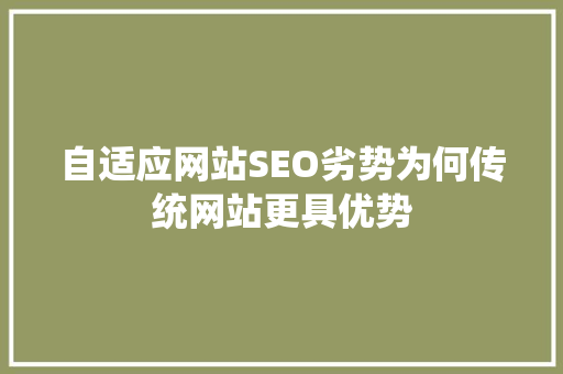 自适应网站SEO劣势为何传统网站更具优势