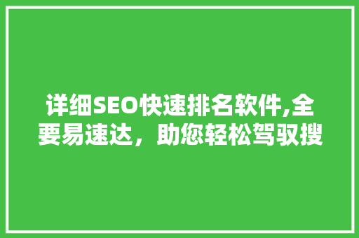 详细SEO快速排名软件,全要易速达，助您轻松驾驭搜索引擎
