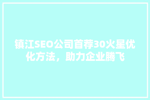 镇江SEO公司首荐30火星优化方法，助力企业腾飞