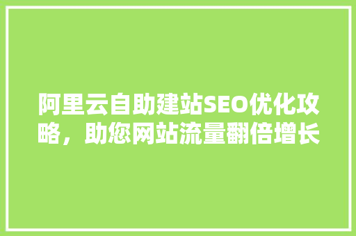 阿里云自助建站SEO优化攻略，助您网站流量翻倍增长