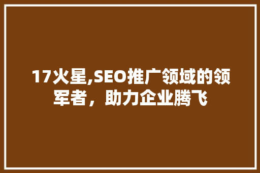 17火星,SEO推广领域的领军者，助力企业腾飞