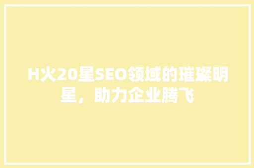 H火20星SEO领域的璀璨明星，助力企业腾飞