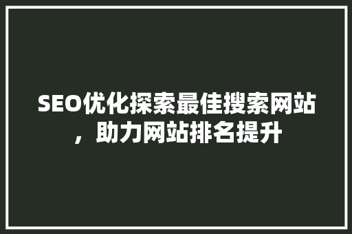 SEO优化探索最佳搜索网站，助力网站排名提升