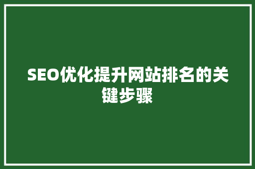 SEO优化提升网站排名的关键步骤  第1张
