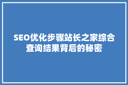 SEO优化步骤站长之家综合查询结果背后的秘密  第1张