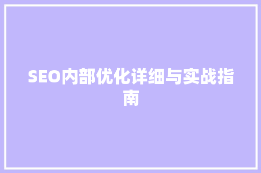 SEO内部优化详细与实战指南