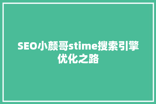 SEO小颜哥stime搜索引擎优化之路