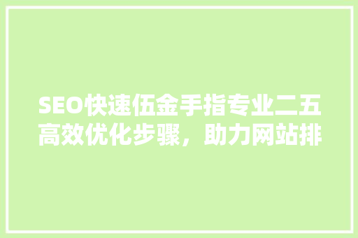SEO快速伍金手指专业二五高效优化步骤，助力网站排名飙升