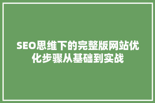 SEO思维下的完整版网站优化步骤从基础到实战
