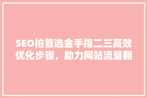 SEO拍首选金手指二三高效优化步骤，助力网站流量翻倍  第1张
