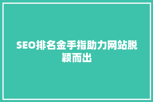 SEO排名金手指助力网站脱颖而出