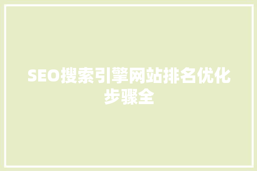 SEO搜索引擎网站排名优化步骤全