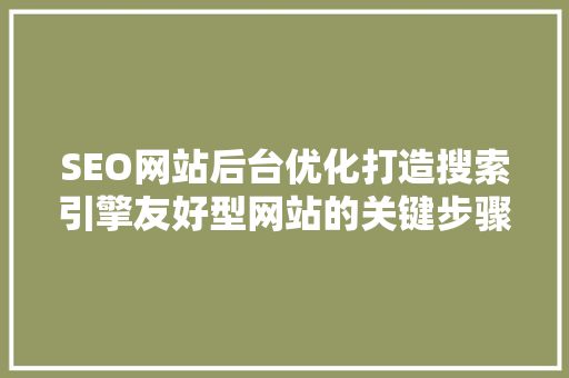 SEO网站后台优化打造搜索引擎友好型网站的关键步骤