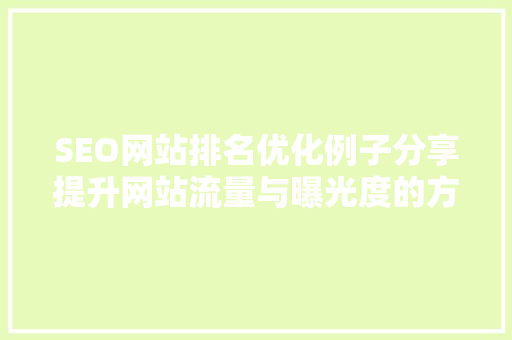 SEO网站排名优化例子分享提升网站流量与曝光度的方法