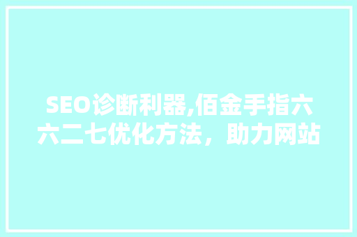 SEO诊断利器,佰金手指六六二七优化方法，助力网站排名提升