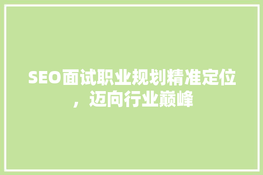 SEO面试职业规划精准定位，迈向行业巅峰