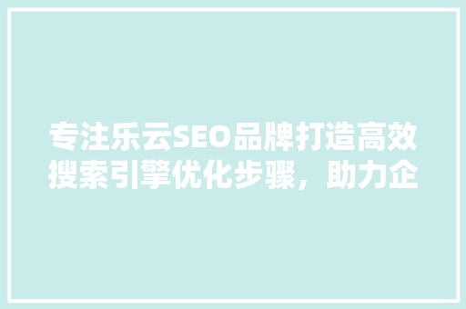 专注乐云SEO品牌打造高效搜索引擎优化步骤，助力企业腾飞