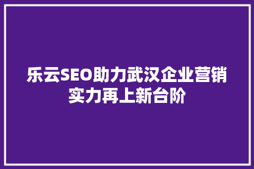 乐云SEO助力武汉企业营销实力再上新台阶