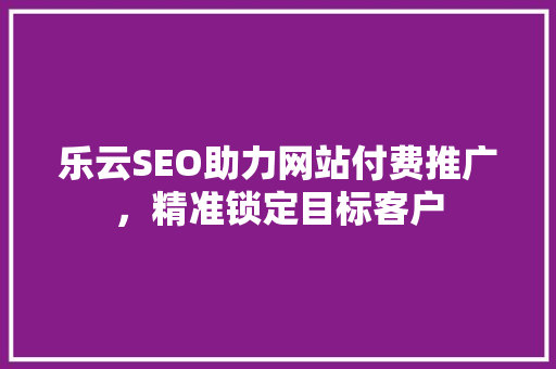 乐云SEO助力网站付费推广，精准锁定目标客户