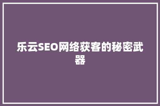 乐云SEO网络获客的秘密武器