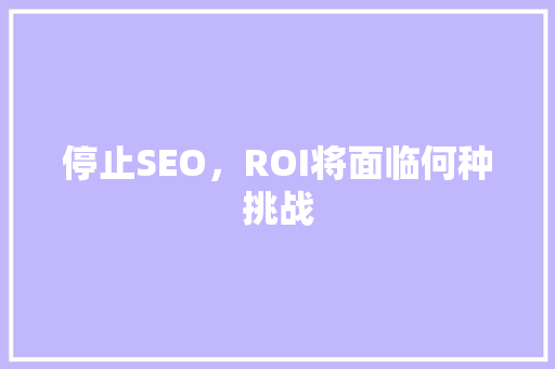 停止SEO，ROI将面临何种挑战