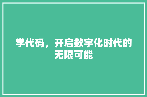 学代码，开启数字化时代的无限可能