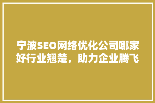 宁波SEO网络优化公司哪家好行业翘楚，助力企业腾飞  第1张