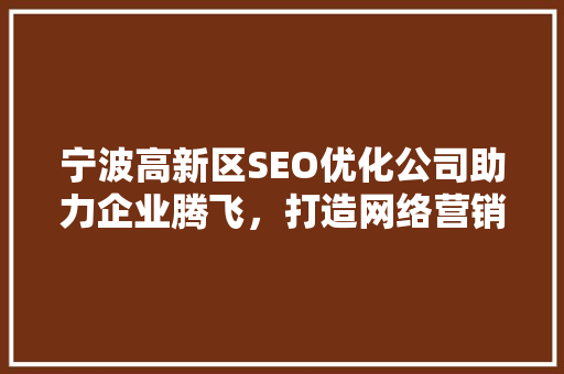 宁波高新区SEO优化公司助力企业腾飞，打造网络营销新格局  第1张