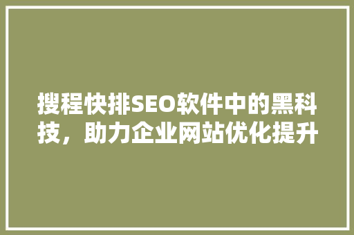 搜程快排SEO软件中的黑科技，助力企业网站优化提升