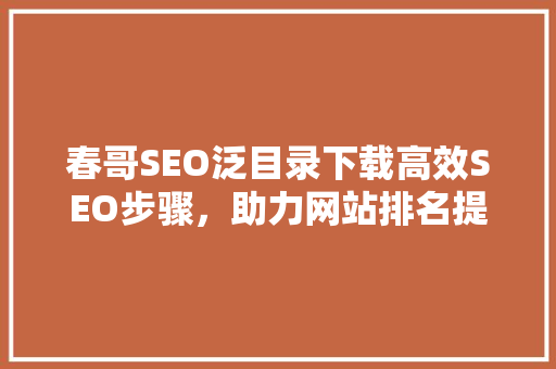 春哥SEO泛目录下载高效SEO步骤，助力网站排名提升