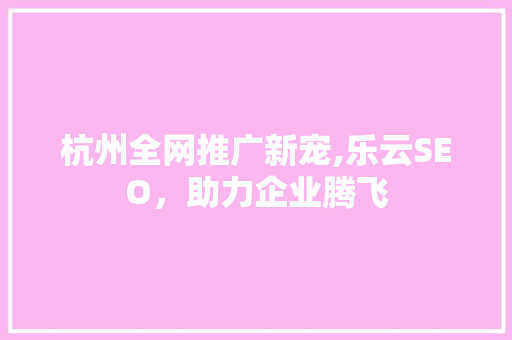 杭州全网推广新宠,乐云SEO，助力企业腾飞