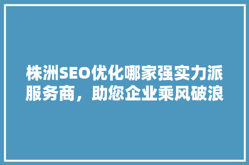 株洲SEO优化哪家强实力派服务商，助您企业乘风破浪  第1张