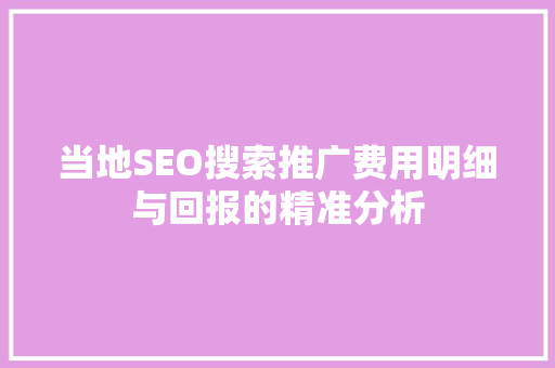 当地SEO搜索推广费用明细与回报的精准分析
